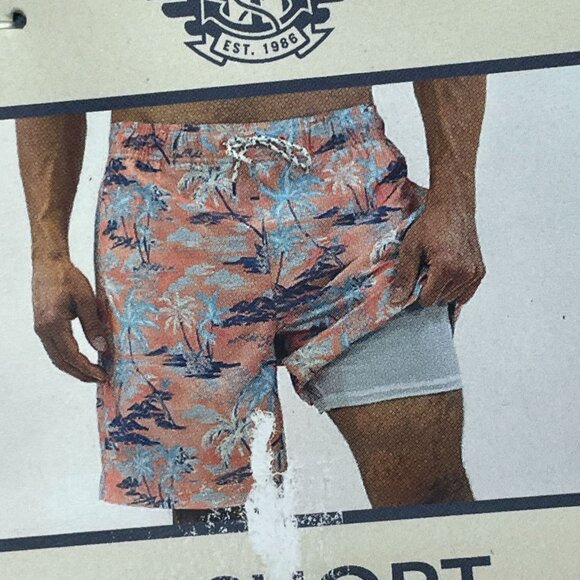 Dockers Mens Recycled Coral Palm Print 8 Inch Swim Shorts L a0474 - Picture 5 of 7